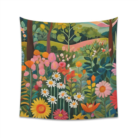 Boho Patchwork Garden Whimsy Wall Tapestry - Boho Garden Serenity Collection