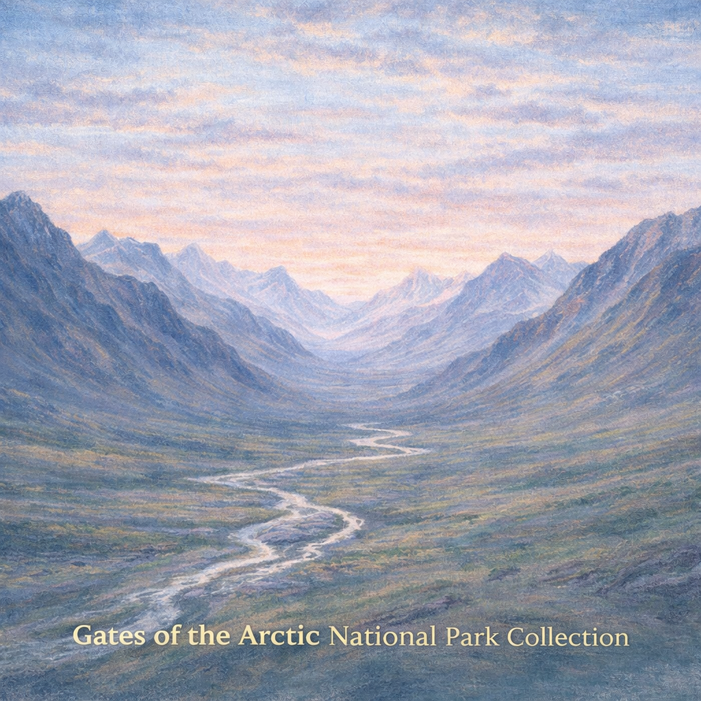 Gates of the Arctic landscape wall art featuring remote terrain under soft light.