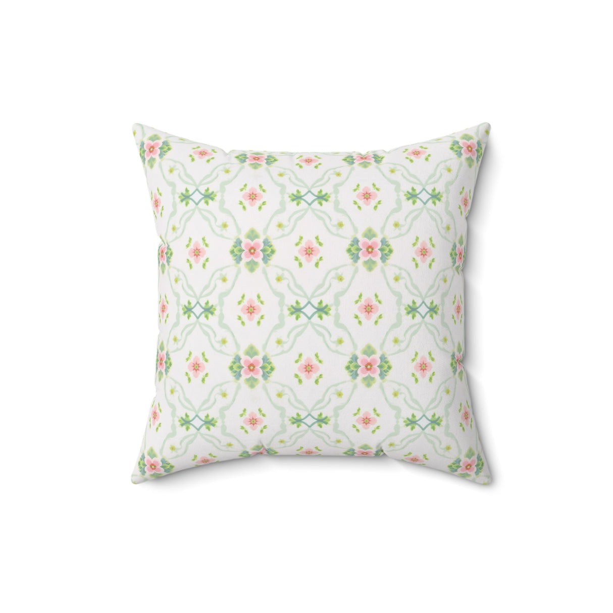 Romantic Trellis Floral Square Pillow