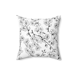 Monochrome Blossom Elegance Square Pillow