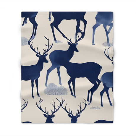 Tranquil Ink Deer Fleece Throw Blanket - Tranquil Deer Collection