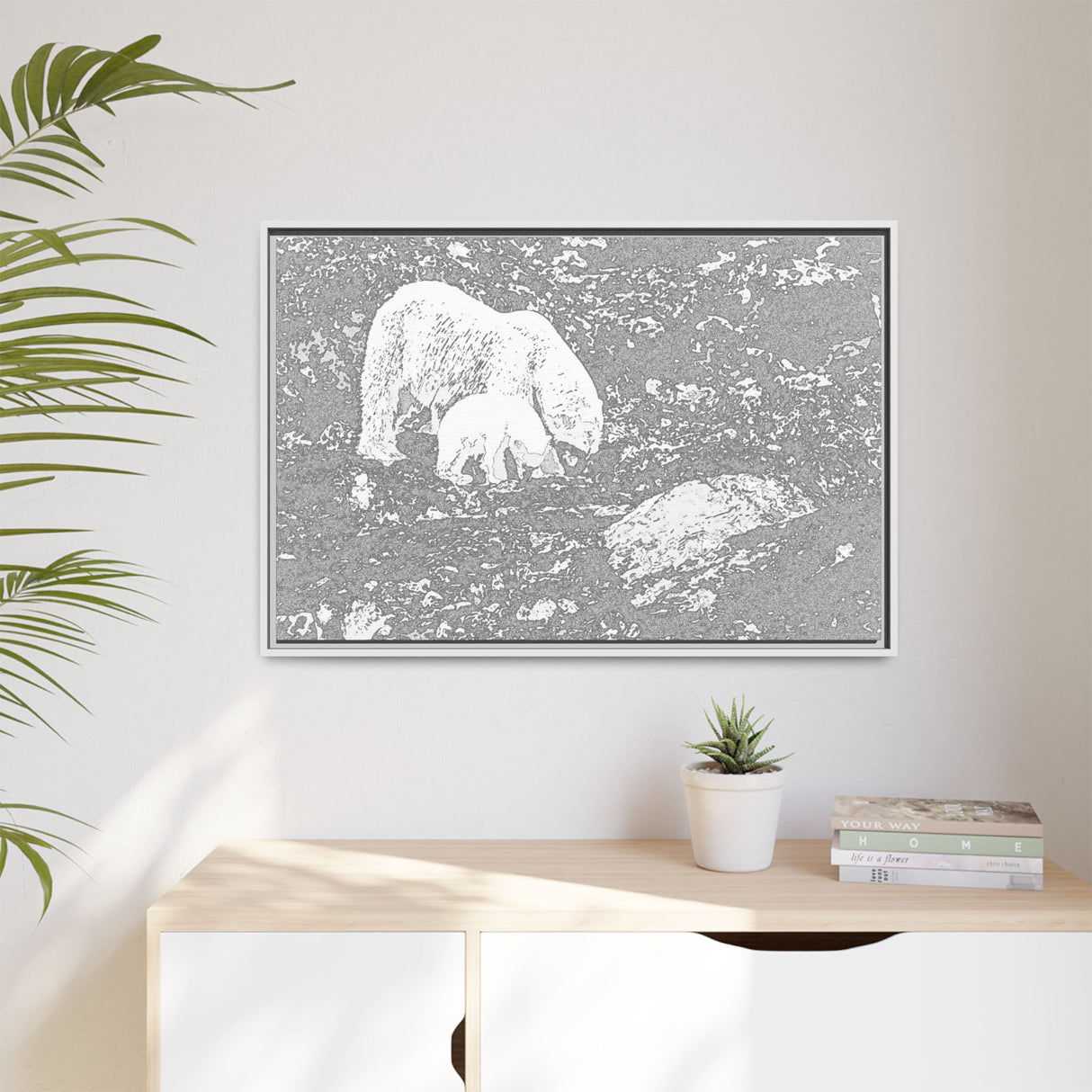 Polar Bear and Cub on the Shore, Torngat Mountains
