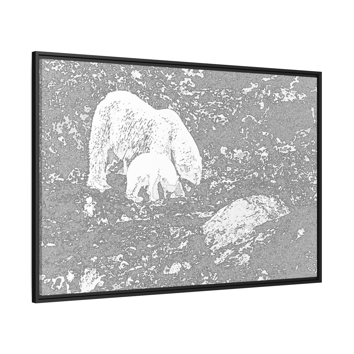Polar Bear and Cub on the Shore, Torngat Mountains