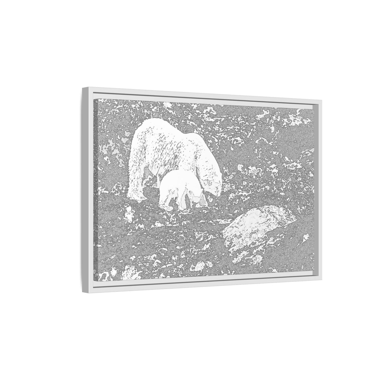 Polar Bear and Cub on the Shore, Torngat Mountains