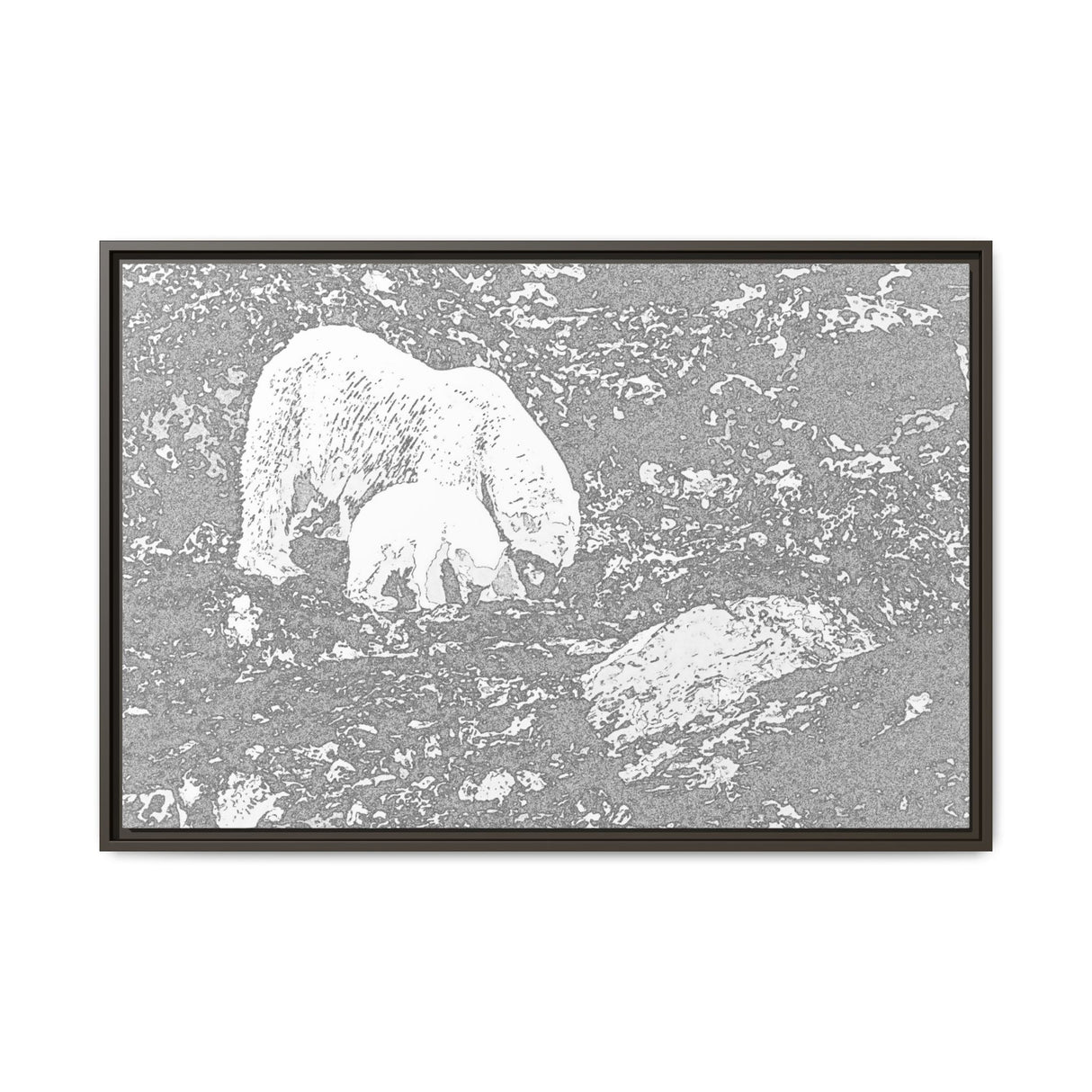 Polar Bear and Cub on the Shore, Torngat Mountains