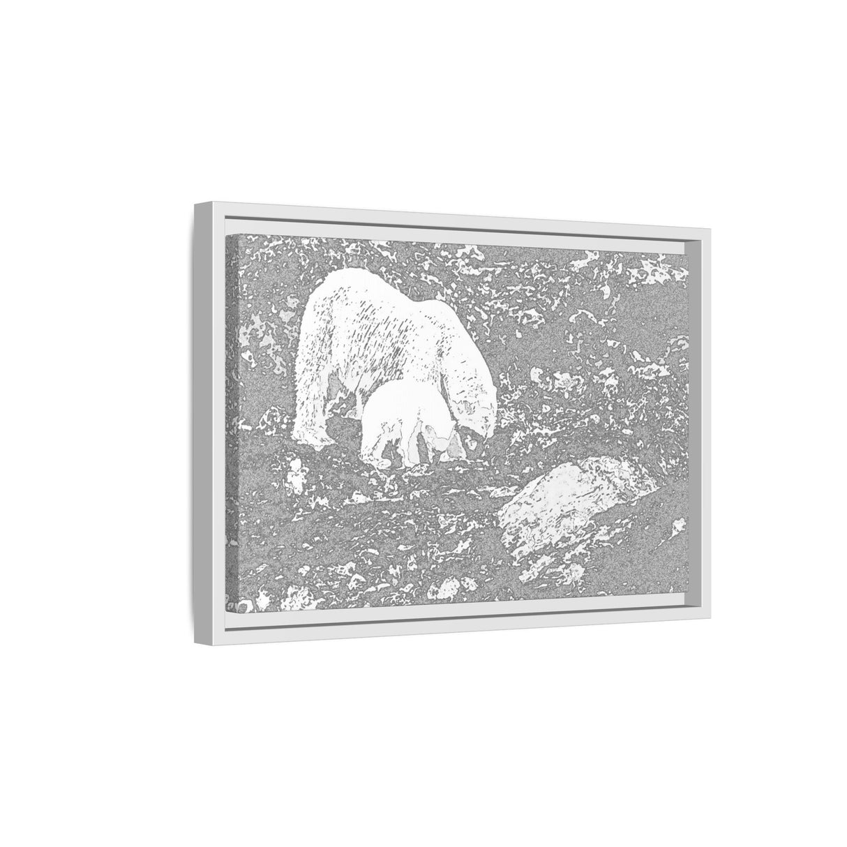 Polar Bear and Cub on the Shore, Torngat Mountains