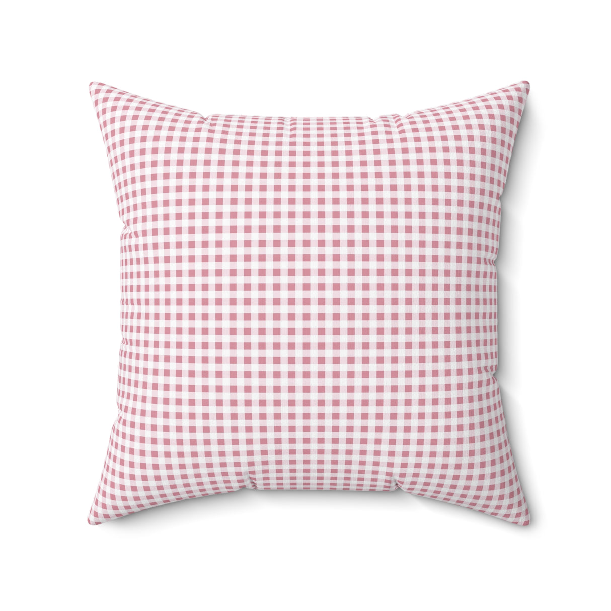 Preppy Pink Gingham Square Pillow