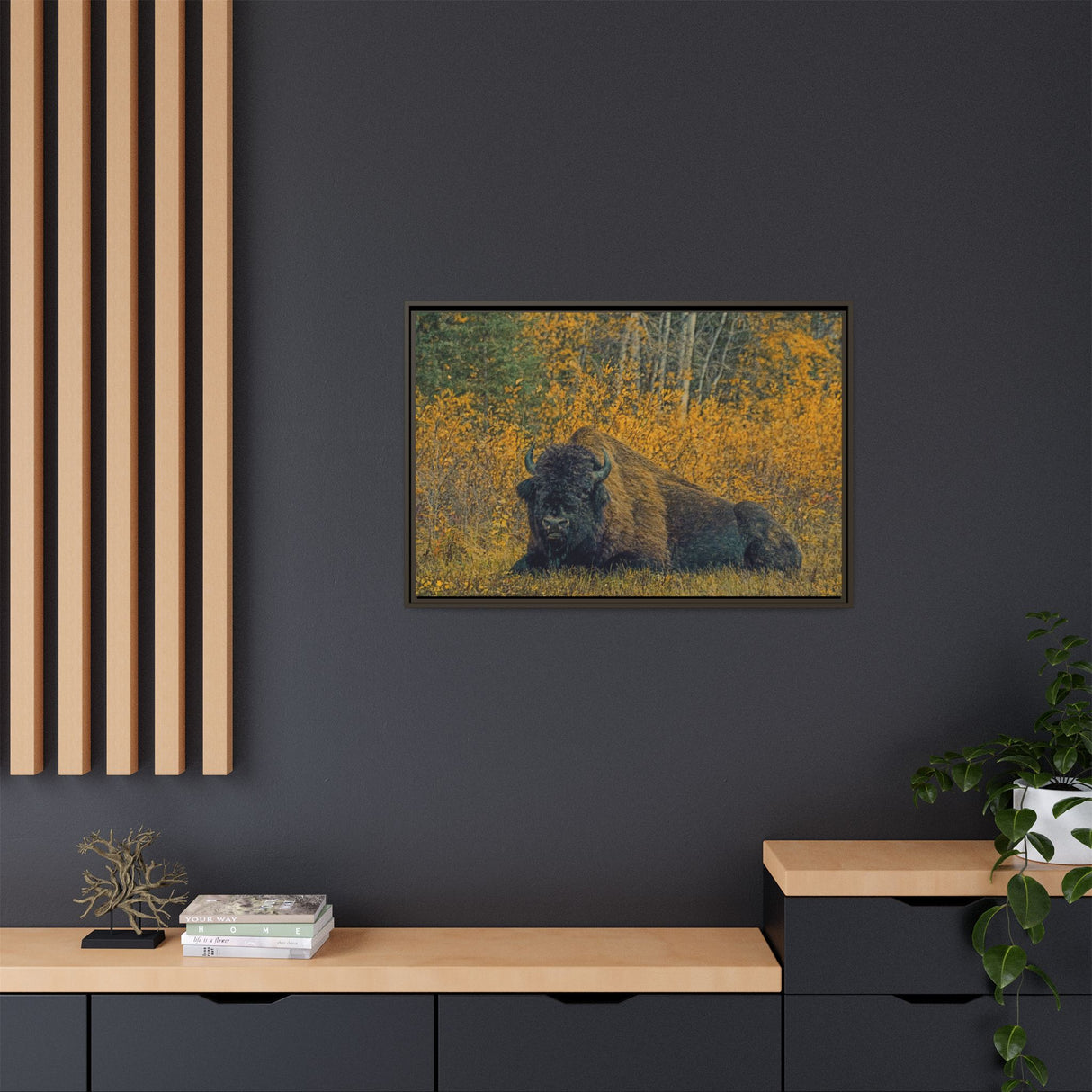 Resting Bison in Autumn, Wood Buffalo National Park