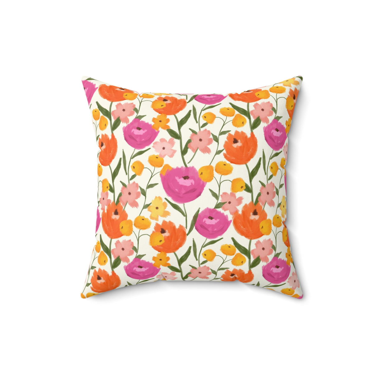 Vibrant Garden Bloom Square Pillow