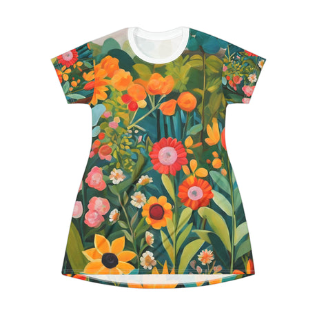 Bohemian Garden Bliss T-Shirt Dress -  Boho Garden Serenity Collection