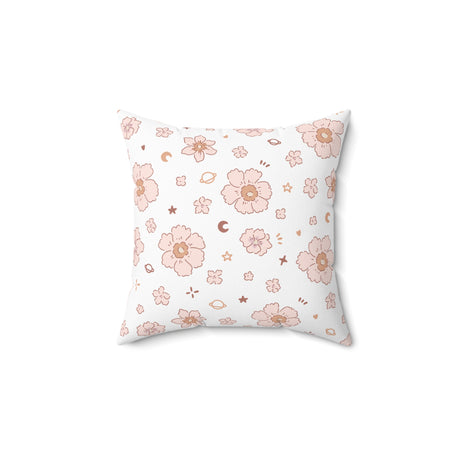 Cosmic Blossom Whimsy Square Pillow