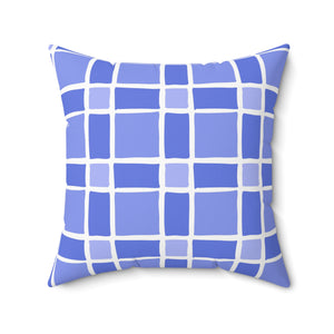 Blue Grid Harmony Square Pillow