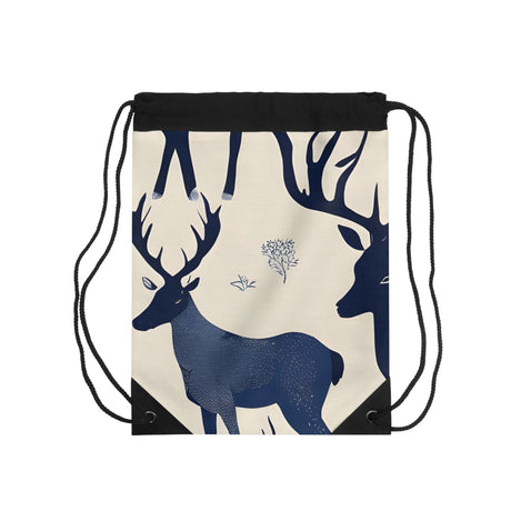 Minimalist Indigo Deer Drawstring Bag - Tranquil Deer Collection