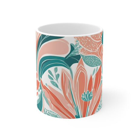Scandinavian Paisley-Tulip Fusion Coffee Mug 11oz - Paisley Heart Collection