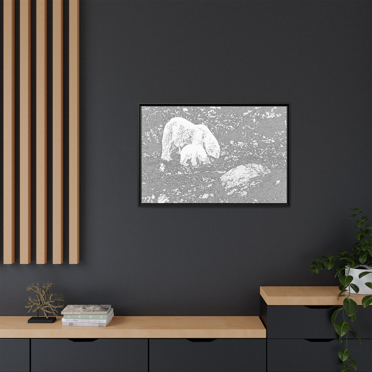 Polar Bear and Cub on the Shore, Torngat Mountains