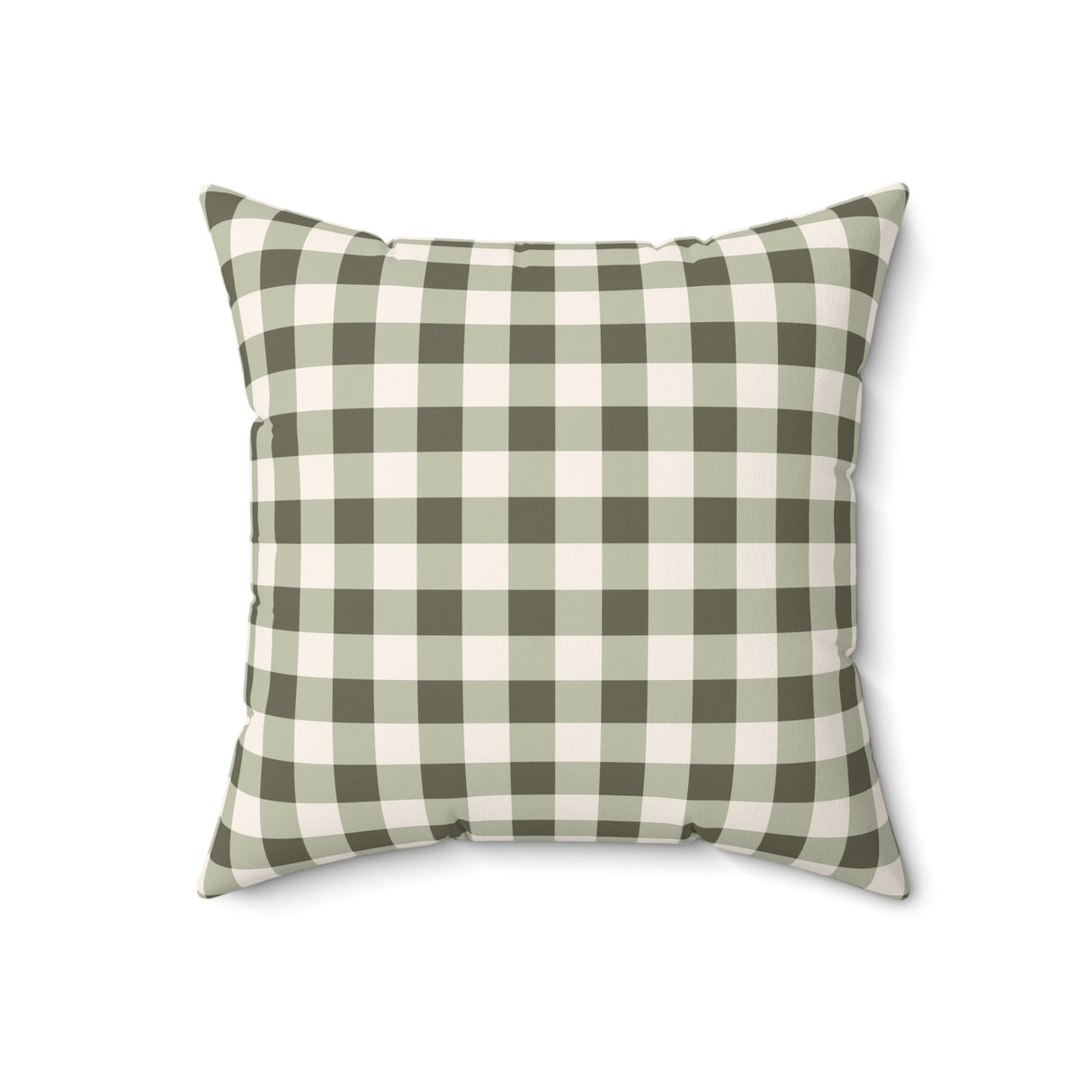 Sage Green Gingham Square Pillow