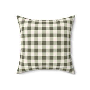 Sage Green Gingham Square Pillow