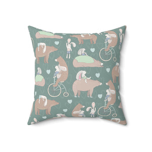 Whimsical Forest Friends Square Pillow