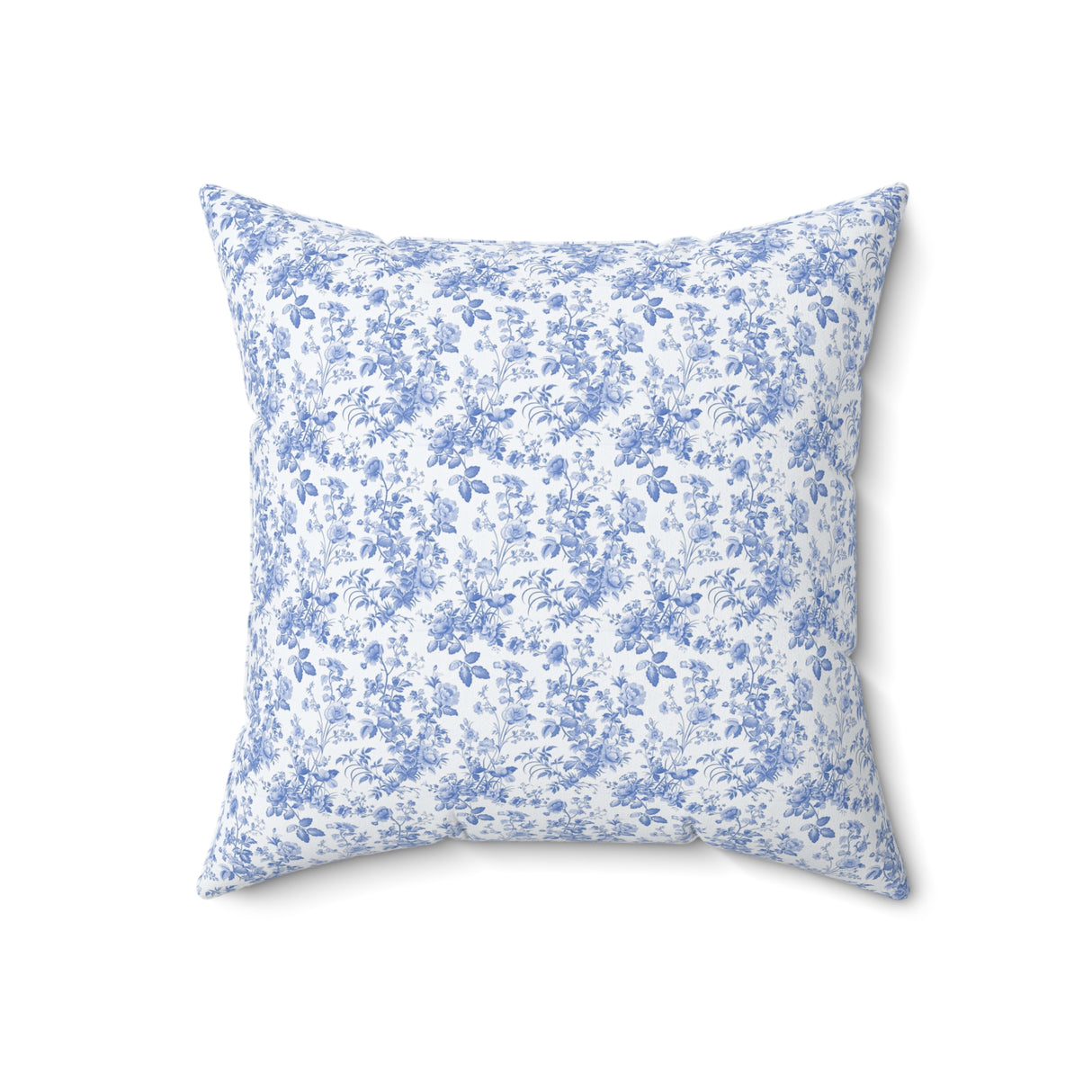 Blue Floral Toile Square Pillow