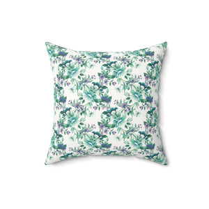 Tropical Aqua Blossoms Square Pillow