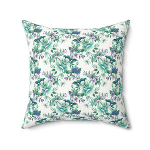 Tropical Aqua Blossoms Square Pillow