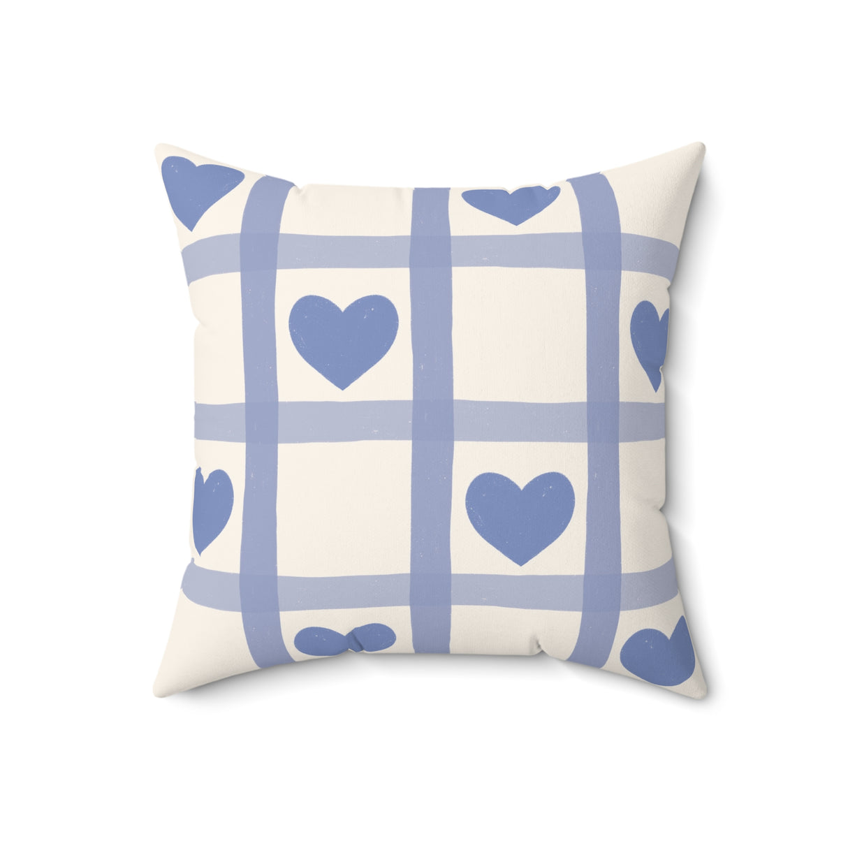 Checked Heart Charm Square Pillow