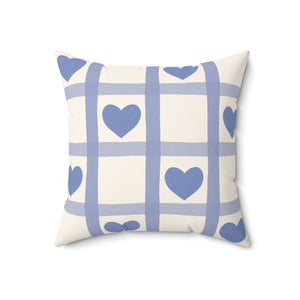 Checked Heart Charm Square Pillow