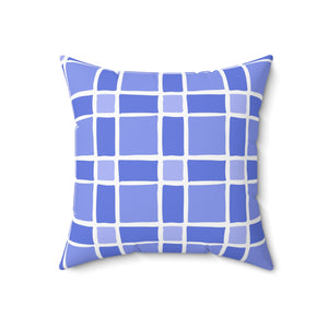 Blue Grid Harmony Square Pillow