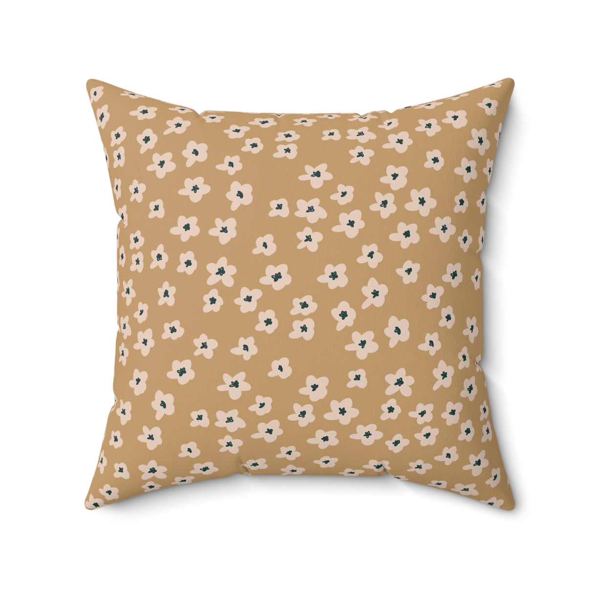 Golden Blossom Bliss Square Pillow