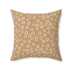 Golden Blossom Bliss Square Pillow