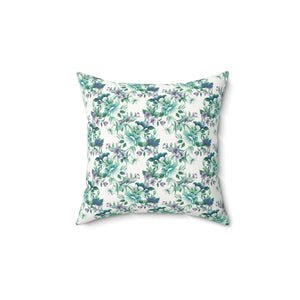 Tropical Aqua Blossoms Square Pillow