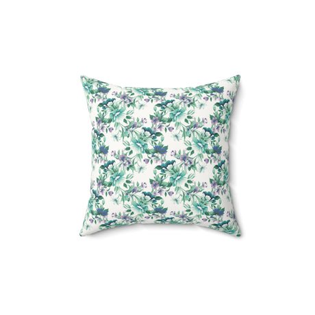 Tropical Aqua Blossoms Square Pillow