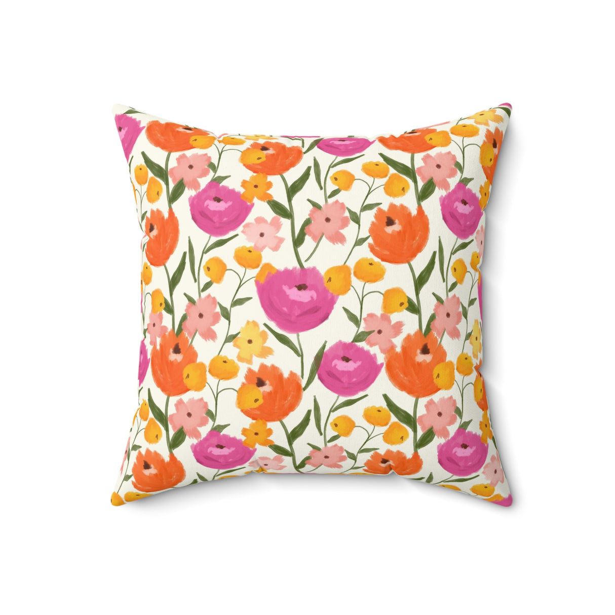 Vibrant Garden Bloom Square Pillow