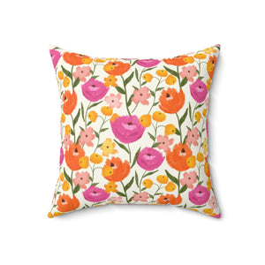 Vibrant Garden Bloom Square Pillow