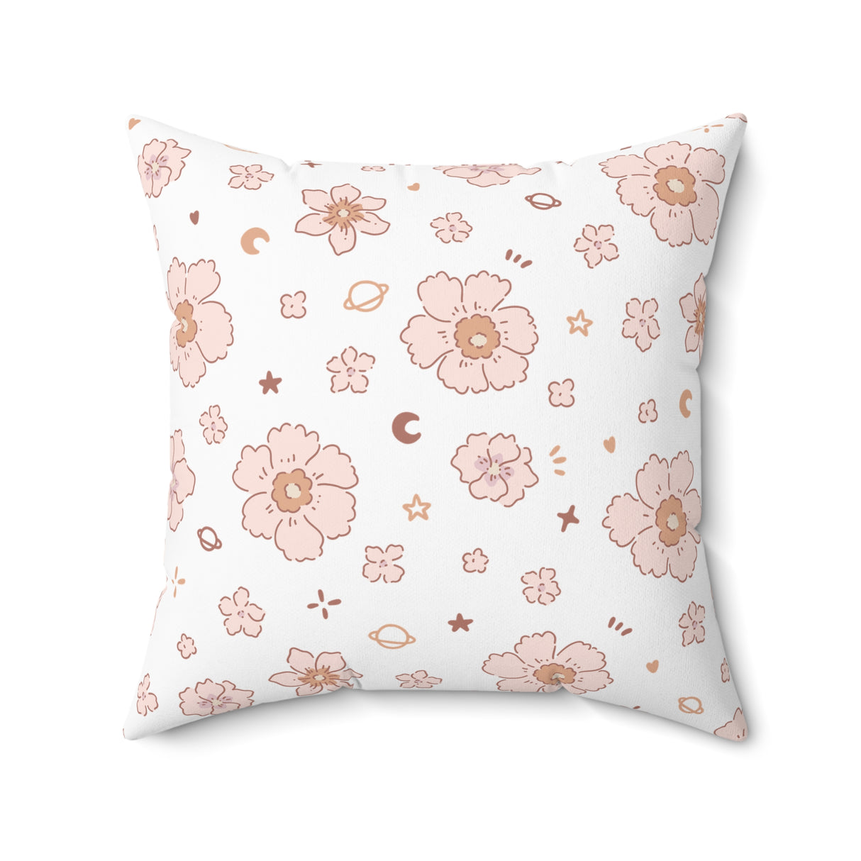 Cosmic Blossom Whimsy Square Pillow