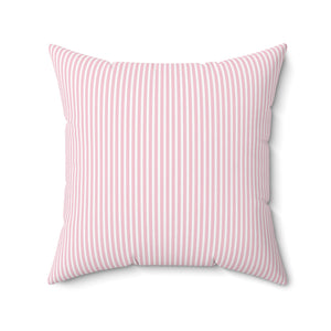 Preppy Pink Stripes Square Pillow