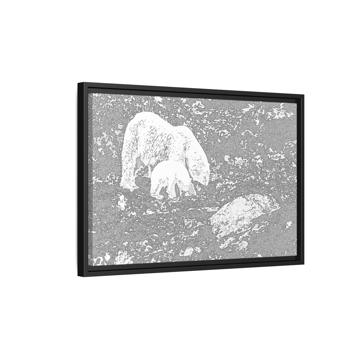 Polar Bear and Cub on the Shore, Torngat Mountains