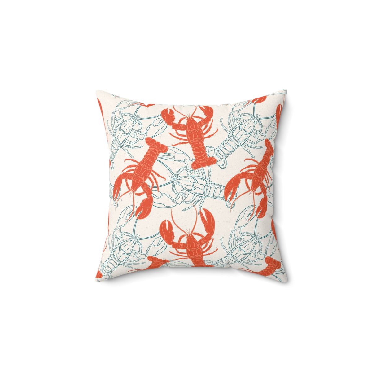 Coastal Lobster Sketch Square Pillow