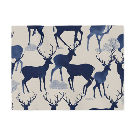 Serene Indigo Deer Antler Ink Art Sweatshirt Blanket - Tranquil Deer Collection