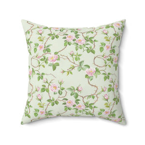 Elegant Mint Rose Garden Square Pillow