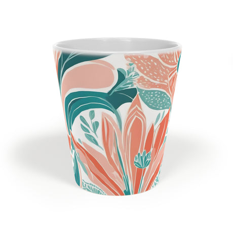 Pastel Paisley & Tulip Latte Mug - 12oz Scandinavian Boho Chic - Paisley Heart Collection
