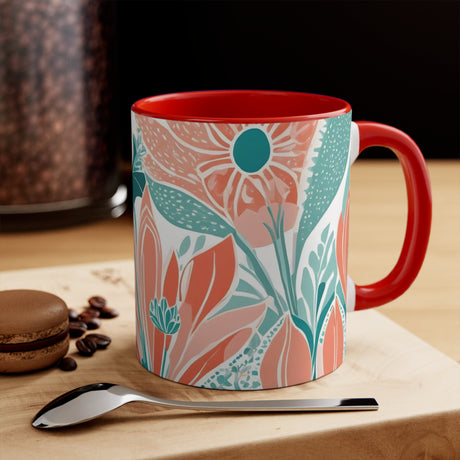 Scandinavian Paisley-Tulip Accent Mug - Paisley Heart Collection