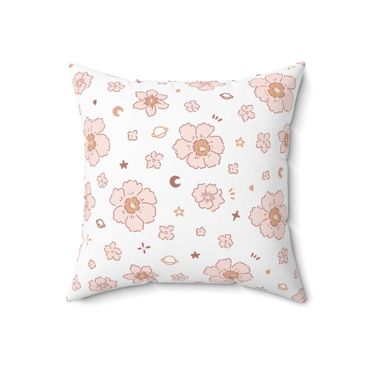 Cosmic Blossom Whimsy Square Pillow