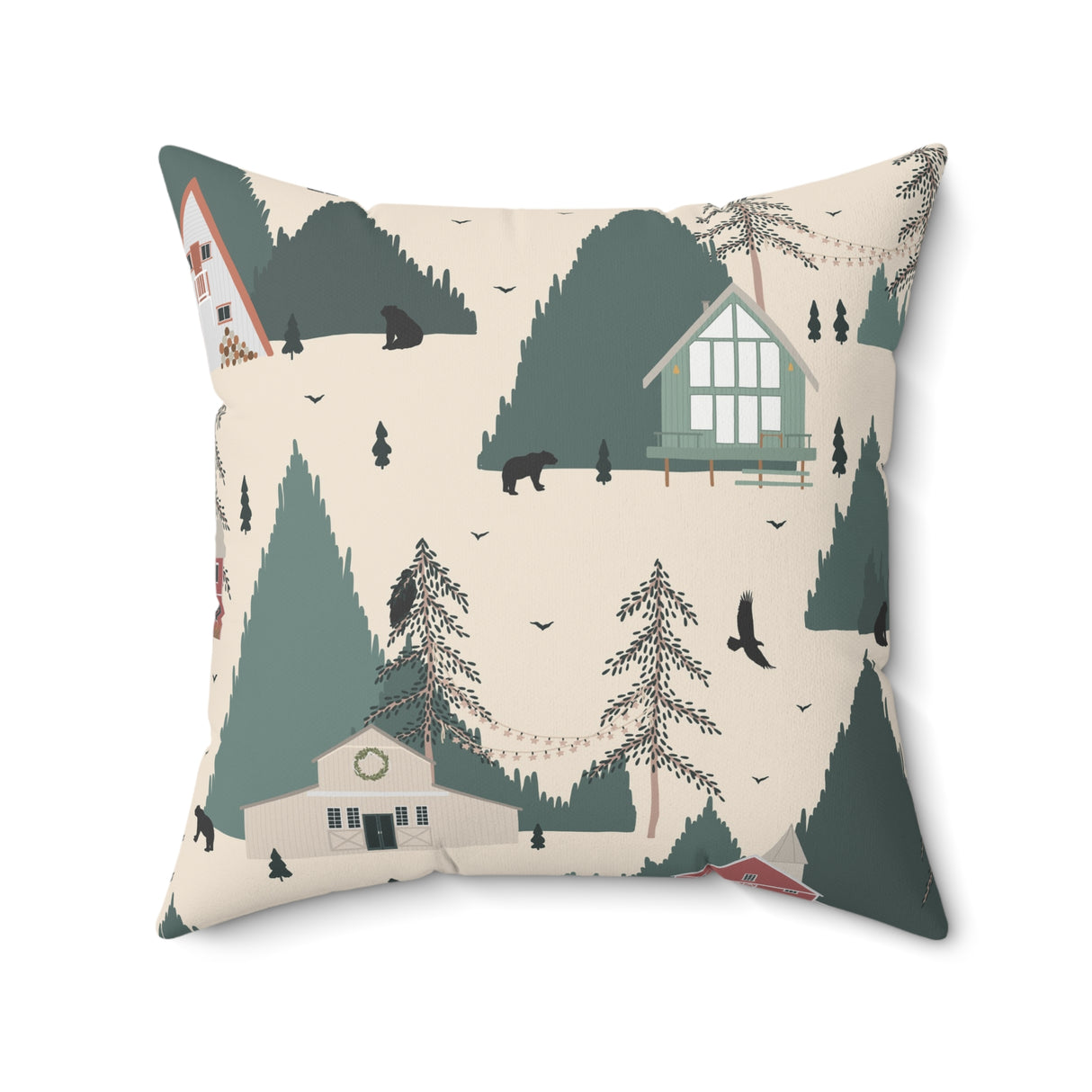 Rustic Forest Retreat Square Pillow