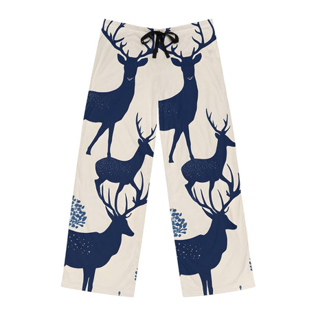 Indigo Elegance Deer Antler Men's Pajama Pants - Tranquil Deer Collection
