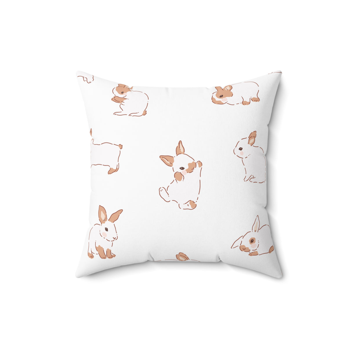 Playful Bunny Black Square Pillow