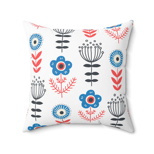 Folk Blooms Square Pillow