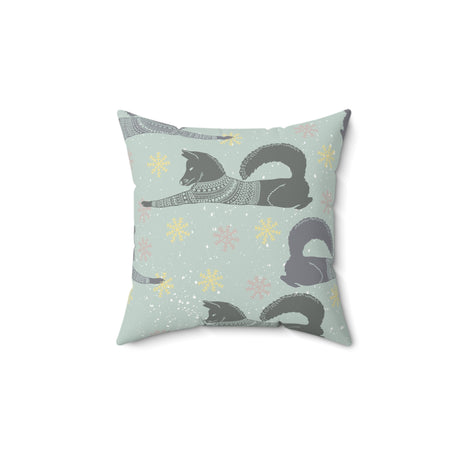 Winter Wolf Charm Square Pillow