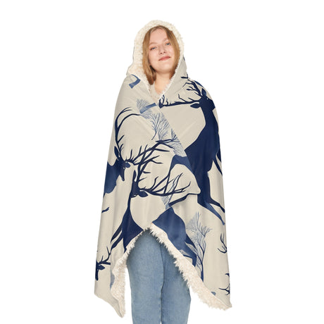 Indigo Grace Deer Hooded Snuggle Blanket - Tranquil Deer Collection