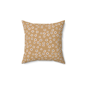 Golden Blossom Bliss Square Pillow